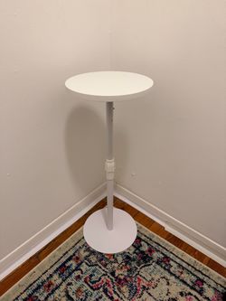 White Round Adjustable Side Table