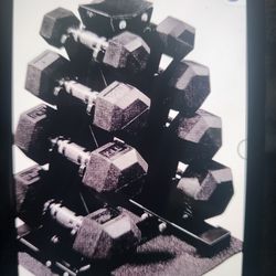 Dumbbells 5, 10, 15  and 20lbs With Mat And A Frame