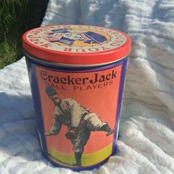 Vintage Style Cracker Jack Tin Can with Lid Baseball Craft Art Container Holder