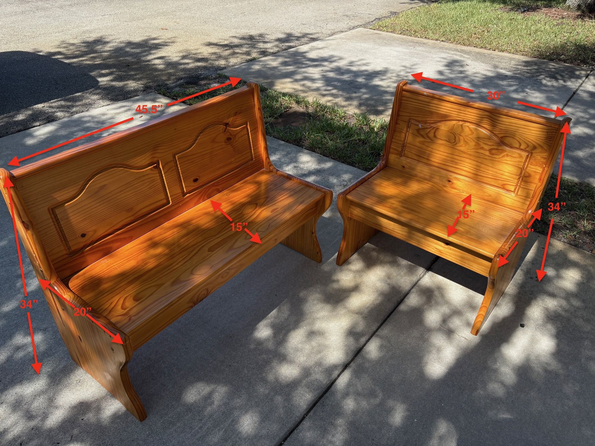 Two Wooden Benches With Storage