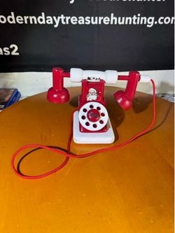 Vintage Wooden Santa Claus Toy Telephone Christmas Decor