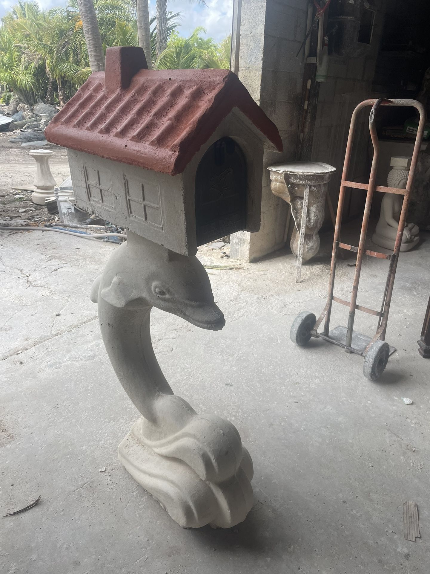 Concrete Dolphin Mailbox