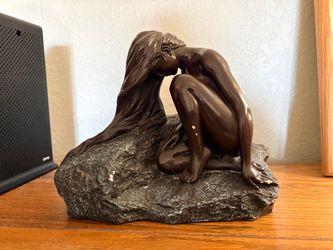 Bronze Female Figure Sculpture on Stone Base