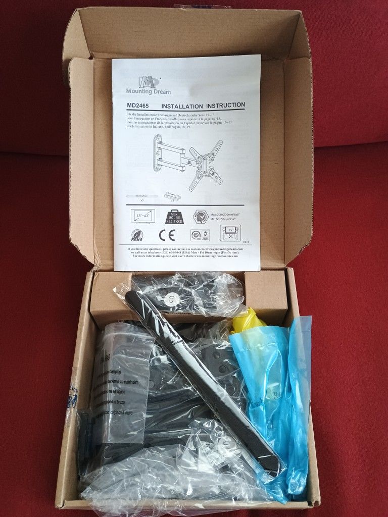 Brand new in box full motion TV wall mount both swivel and tilt 13" up to 42" never used. See our other great vintage art antiques Sports Furniture je