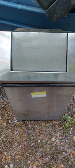 Two Metal Trash Cans With Bag Holder