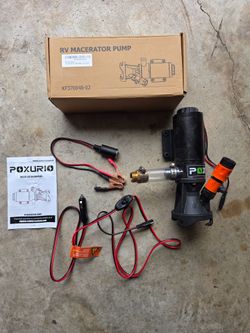 Poxurio RV Macerator Pump with On/Off Alligator Clip connection - Used once