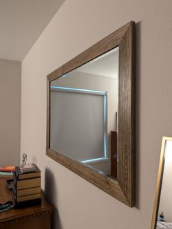 Wood Flat Wall Mirror – Distressed Walnut (Gracie Oaks)