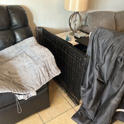 Large Dog Crate With Two Doors, Bed, And Crate Cover 