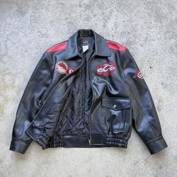 Vintage 2004 OCC ORANGE COUNTY CHOPPERS Faux Leather Moto Jacket