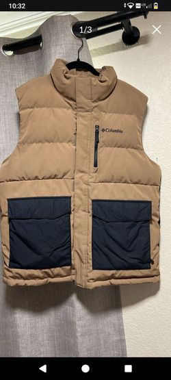 Columbia Puffer Vest Tan and Navy