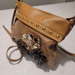 SHARIF Vintage Y2k Snake-Print With Floral Leather Accents" Crossbody Tote Handbag