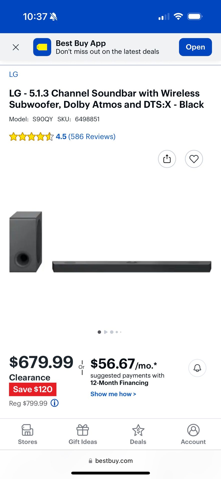 LG 5.1.3 S90QY Soundbar & Subwoofer