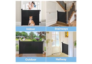 Retractable Baby Gate for Stairs & Doorways, Dog Gate 0-54" W × 34" H, Black