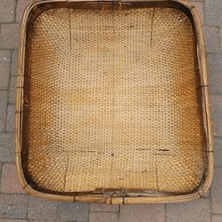 Antique 1900 Chinese Asian Bamboo Wicker Basket Tray Handmade