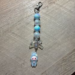 Labubu Theme Keychain/ Purse Charm Baby Blue Handmade 
