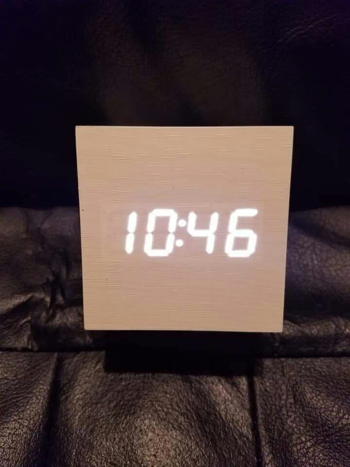 NEW OPEN BOX Wood Alarm Clock Digital Kids bedroom-White, instruction manual not included.