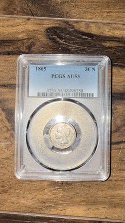1865 lII Cent ,PCGS -AU53
