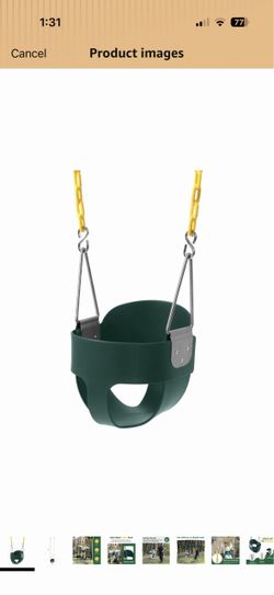 High Back Full Bucket Toddler Swing Seat with Yellow Coated Chains Fully Assembled Baby Swing Set Accessories