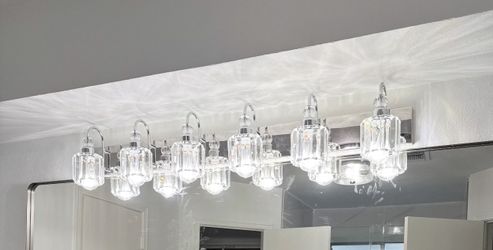 Ralbay 6-Lights Stainless Steel Crystal Bathroom Vanity Lights