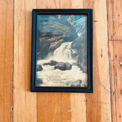Vintage antique framed waterfall ji and river picture with quote originally from Woolworths