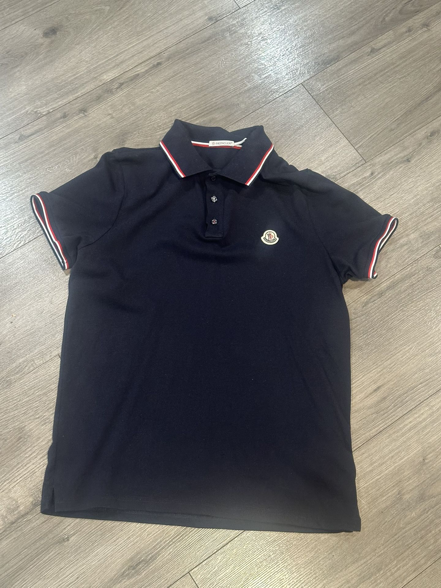 TRICOLOR-TRIMMED COTTON PIQUET POLO SHIRT. Size Small