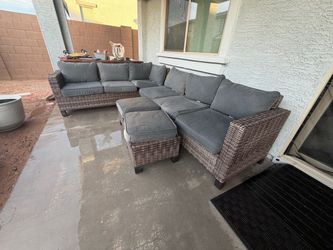 Outdoor sectional sofa with ottoman