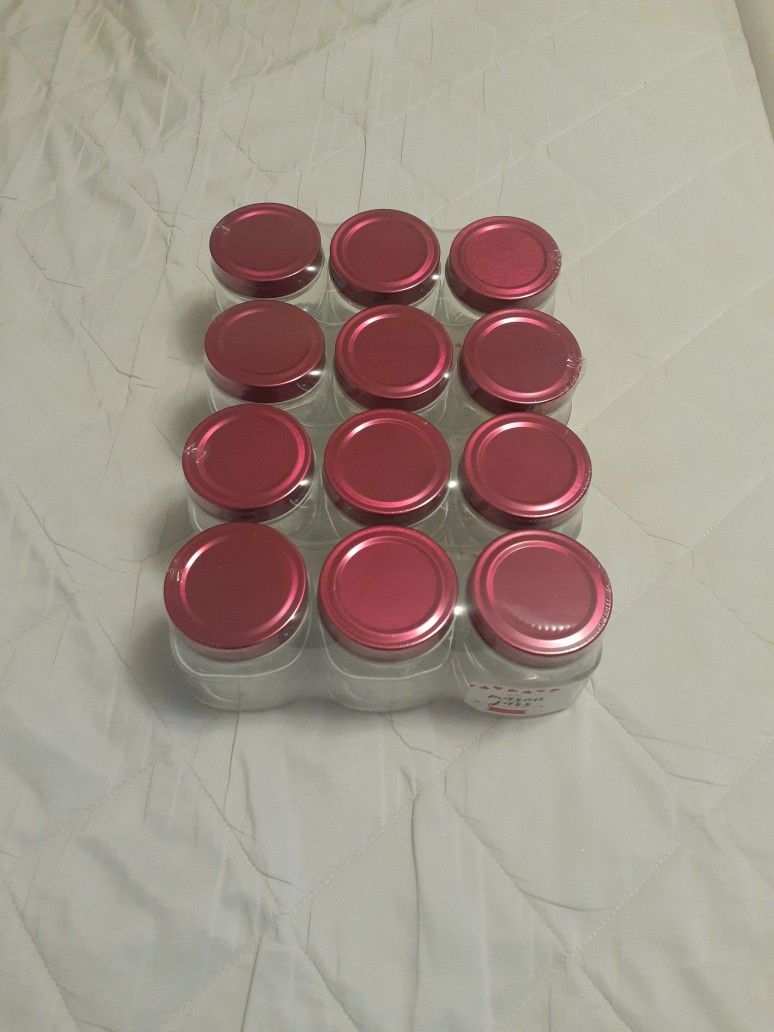 BRAND NEW MINI MASON JARS WITH HOT PINK COLOR LIDS 