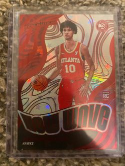 Zaccharie Risacher Panini Revolution New Wave rookie card. Numbered 120/299