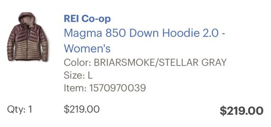 Women’s REI Down Hoodie