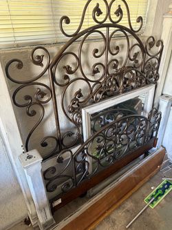 Heavy copper queen bed frame mirror and 2 night stands