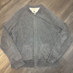 John Varvatos Sweater Mens XL Gray Neck Knit Cardigan Full Zip Wool Converse