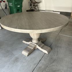 Round Beach Washed Salvage Pine Dining Table