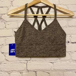 JoyLab Women’s Strappy Longline Brushed Jersey Bra Disco Brown NWT