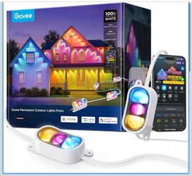 Govee Permanent Outdoor Lights Prism, 100ft with 36 Triple-Color Lighting Heads, 100+ Scene Modes, Up to 60lm for Outdoor Decor, IP68 Waterproof, Work