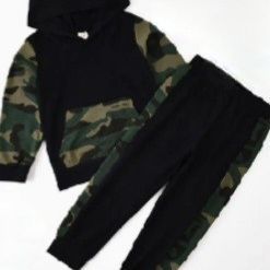 Toddler Boy Camo Camouflage Hoodie With Jogger Pants Outfit 