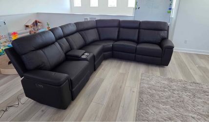 New Oliverus Top Grain Genuine Leather Power Recliner Sectional