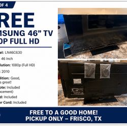 FREE 46” Samsung TV – Fully Working – Pickup ASAP