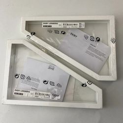 Set of 2 Ikea EKBY LERBERG White Metal Shelf Brackets 11"