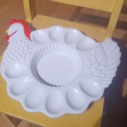 Teleflora Ceramic Chicken Egg Plate Vintage Deviled Eggs Farmhouse Kitchen Decor
