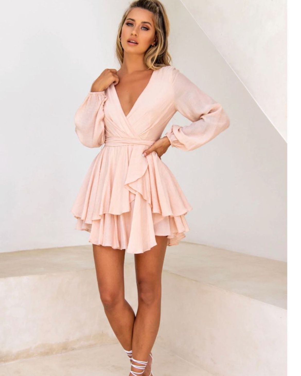 Pink / Beige Flowy Dress (small)