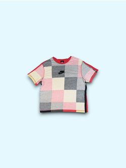 Nike NSW Patchwork Plaid Short Sleeve Shirt Red Yellow Black Men’s Large