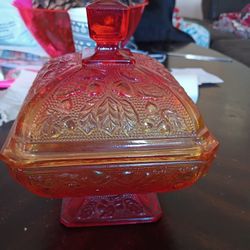 vintage Jeannette Glass Company candy dish from the 1960s or 1970s