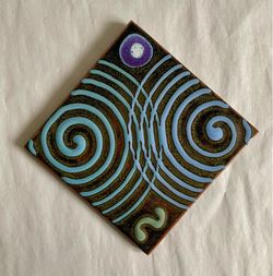Decorative Ceramic Art Tile with Abstract Raised Design