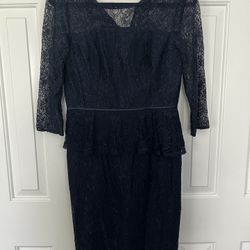 Adrianna Papell Navy Lace Cocktail Dress 