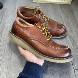 FRYE DAKOTA WEDGE 84580 Mens Brown Leather Lace-up Boots Sz 9.5