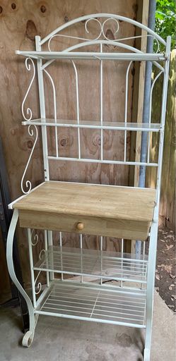 Baker’s rack, footlockers, and what-not shelves.