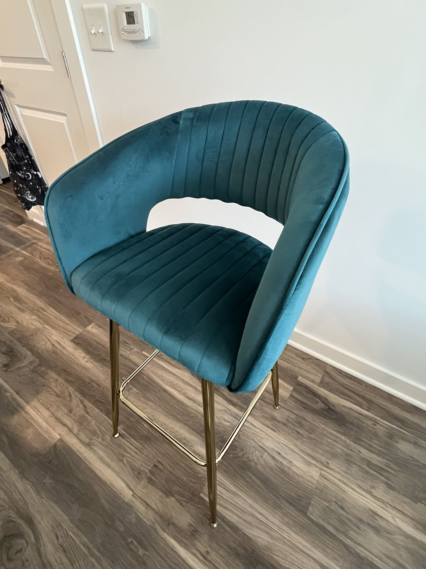 Barstools A Set Of 2 Teal/Gold