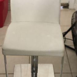 White Faux Leather Rotating Bar Stool/ High And Low Levels