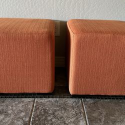 Custom Pair of Square Ottoman - Orange