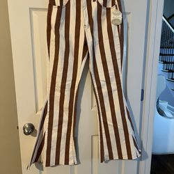 NWT Altar’d State cream / rust Striped Emerie Bell Bottom jeans / Pants Large   Altar’d State Size large Waist 30” Stripes:  cream / rust per tag (Off